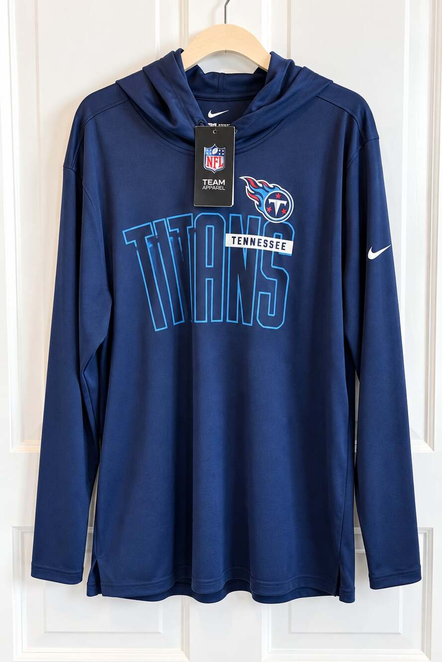 Nike Tennessee Titans The Nike Tee Size XXL Navy Long Sleeve Hoodie NWT